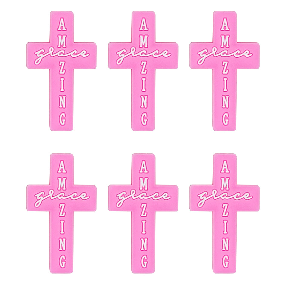 Amazing Grace Cross Glitter Silicone Focal Beads