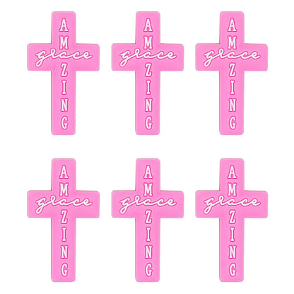 Amazing Grace Cross Glitter Silicone Focal Beads