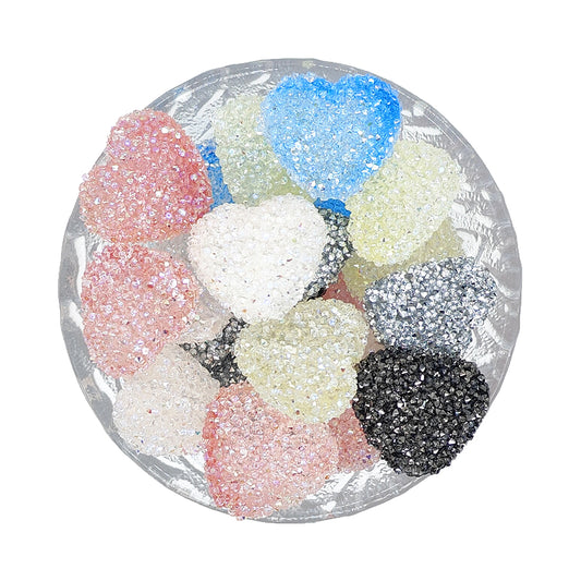 Mix Gradient Heart Rhinestone Sugar Acrylic Beads