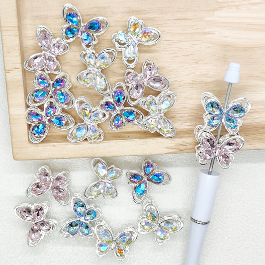 AB Butterfly Rhinestone Beads,Sparkle Metal Beads