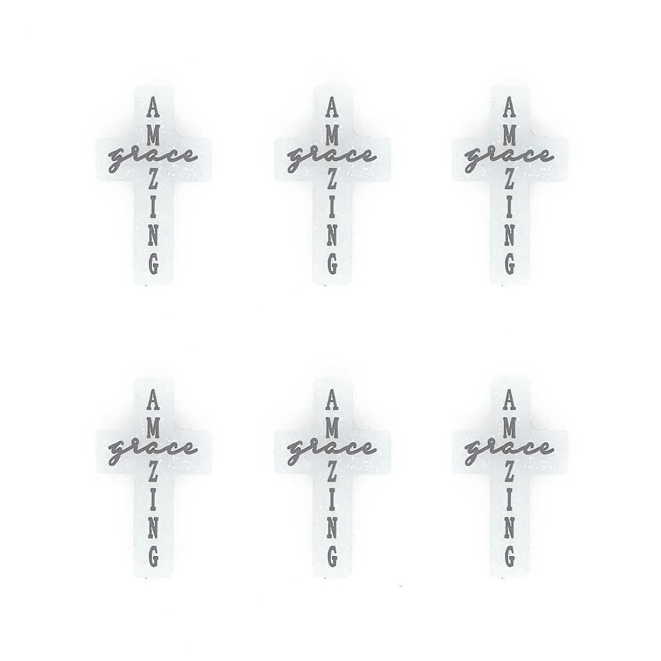 Amazing Grace Cross Glitter Silicone Focal Beads