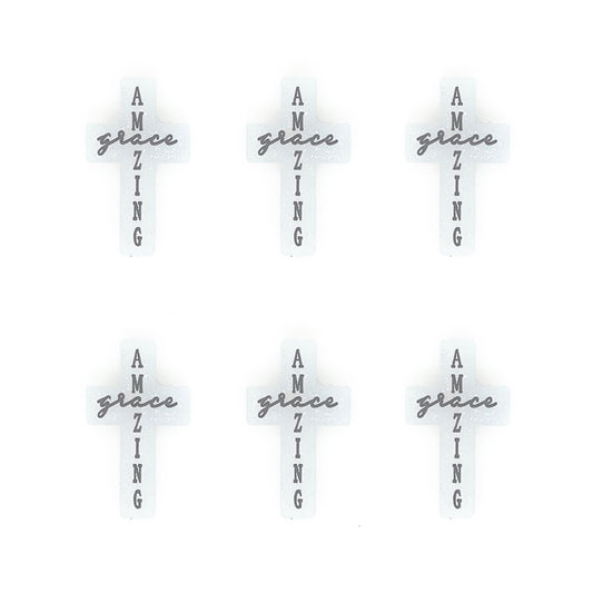 Amazing Grace Cross Glitter Silicone Focal Beads