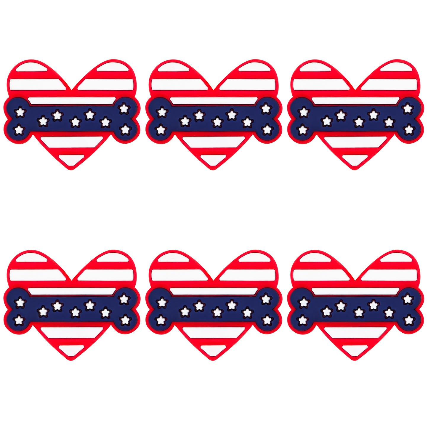 American Flag Dog Bone Heart Focal