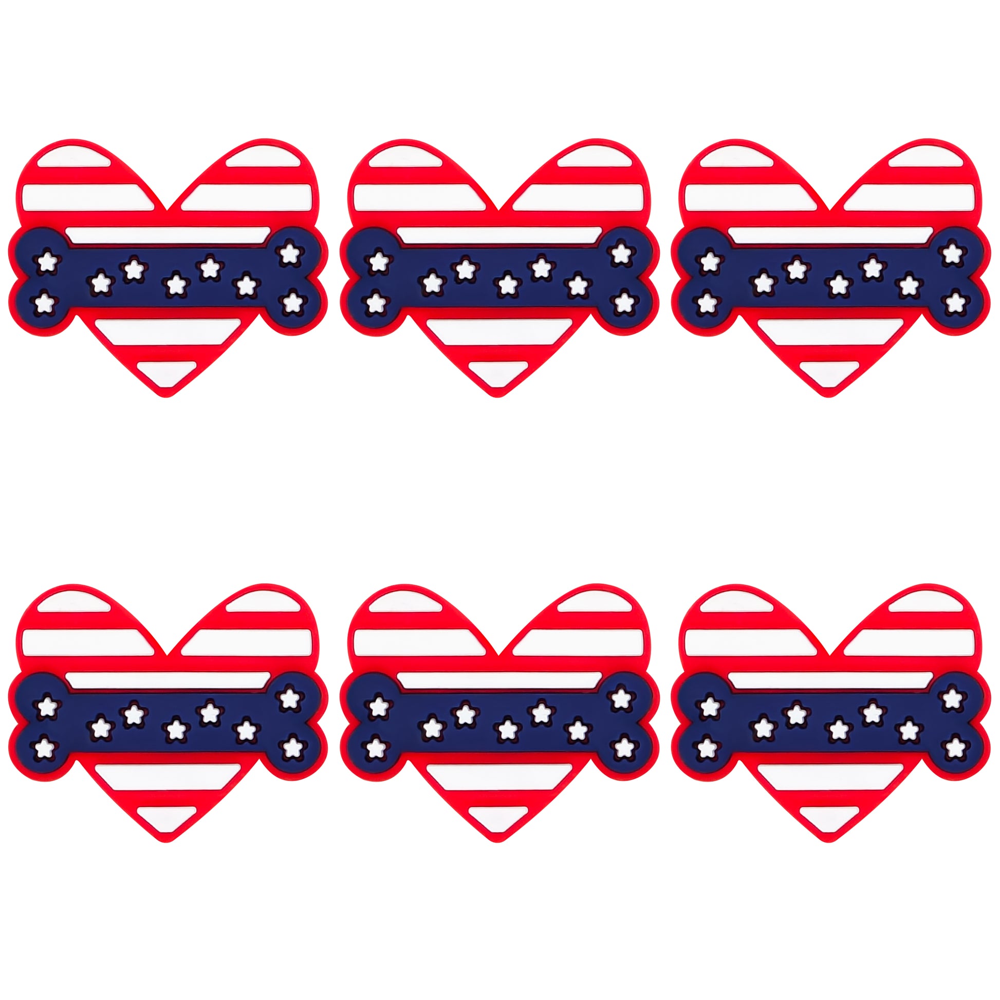 American Flag Dog Bone Heart Focal
