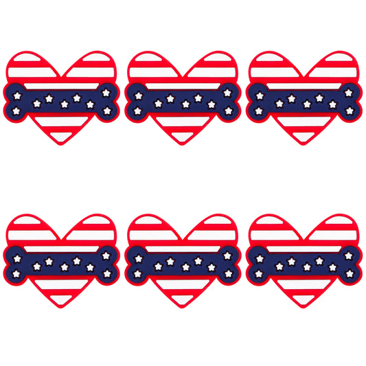 American Flag Dog Bone Heart Focal