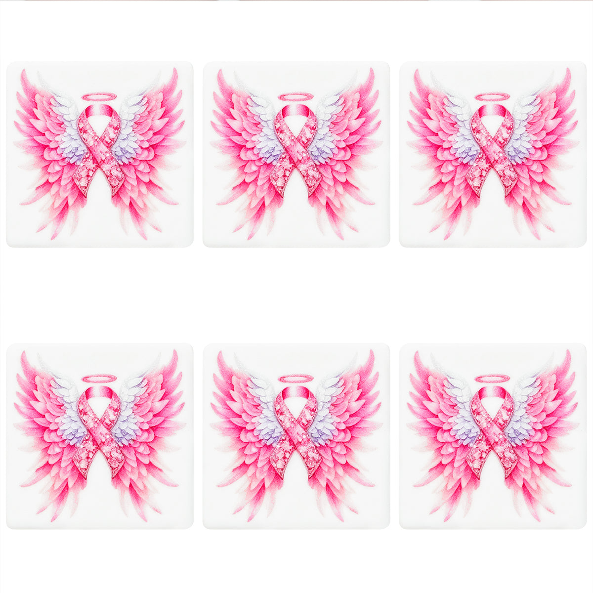 Angel Wings Pink Ribbon Square Print Focal