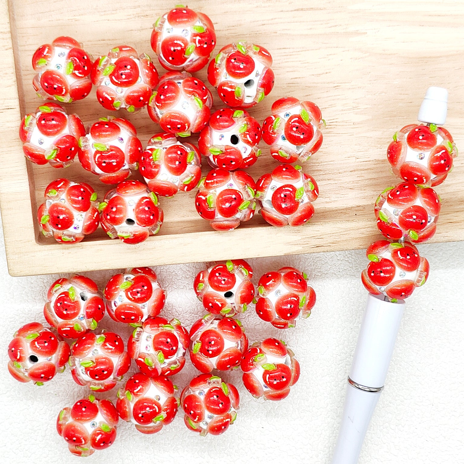 Apple Rhinestone Fancy Beads,Polymer Clay Beads
