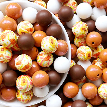 Assorted 15mm Print Loose Silicone Beads,Silicone Bead Mixed