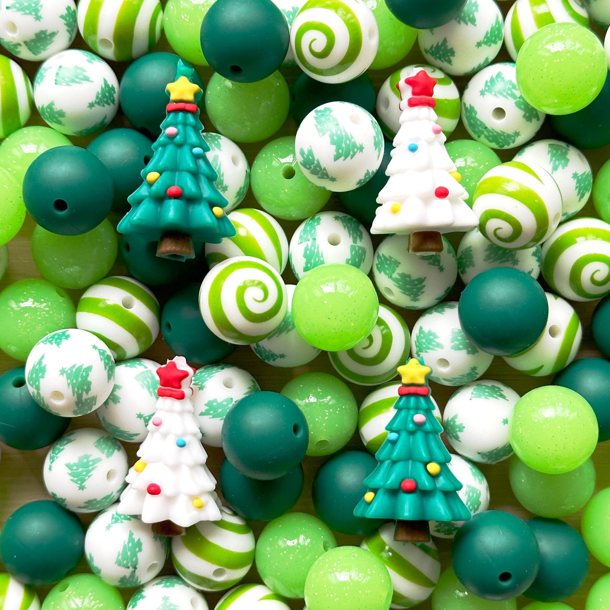 Assorted Christmas Tree Silicone Beads Pack