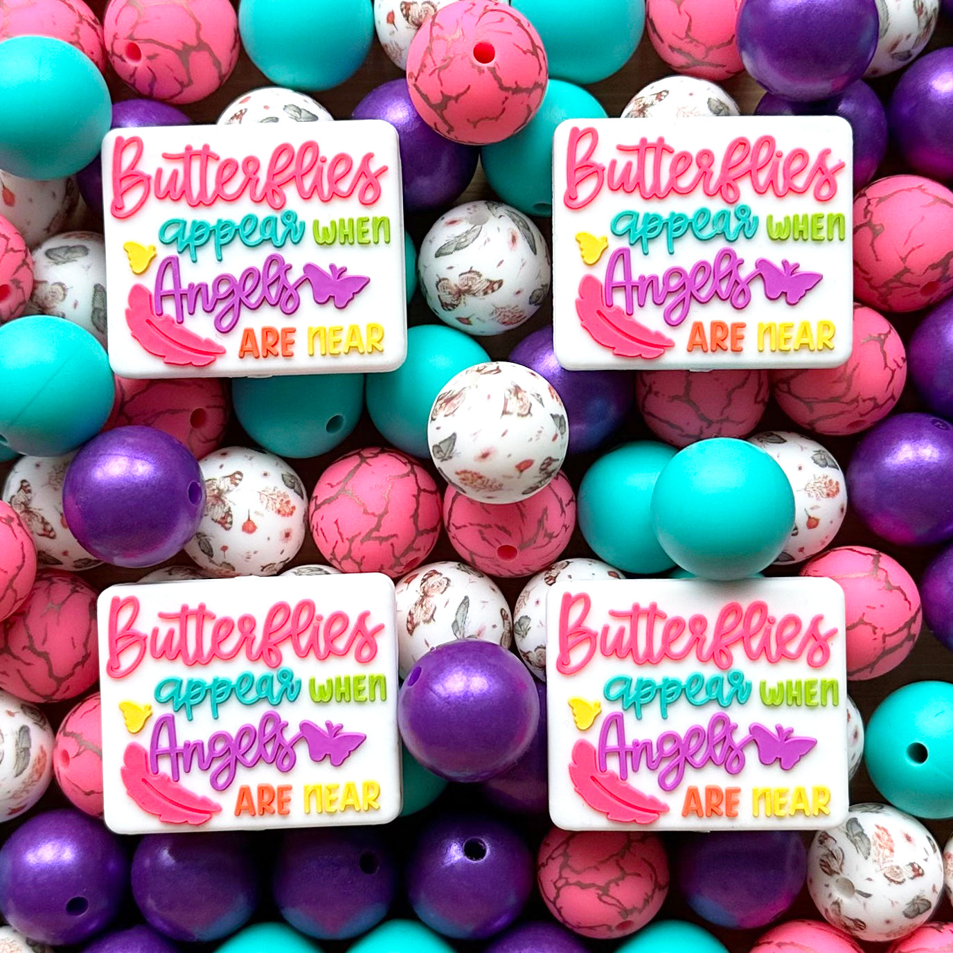 Assorted Focal Beads,Silicone Beads,24Pcs Beads Mix Pack