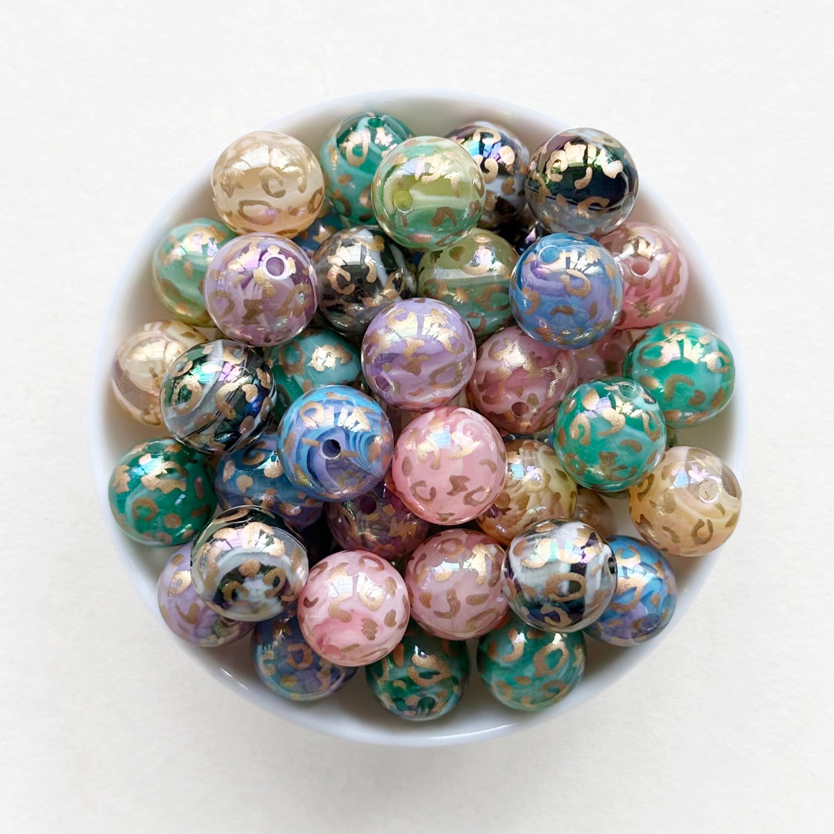 Assorted Leopard Resin Beads,16mm Leopard Acrylic Beads