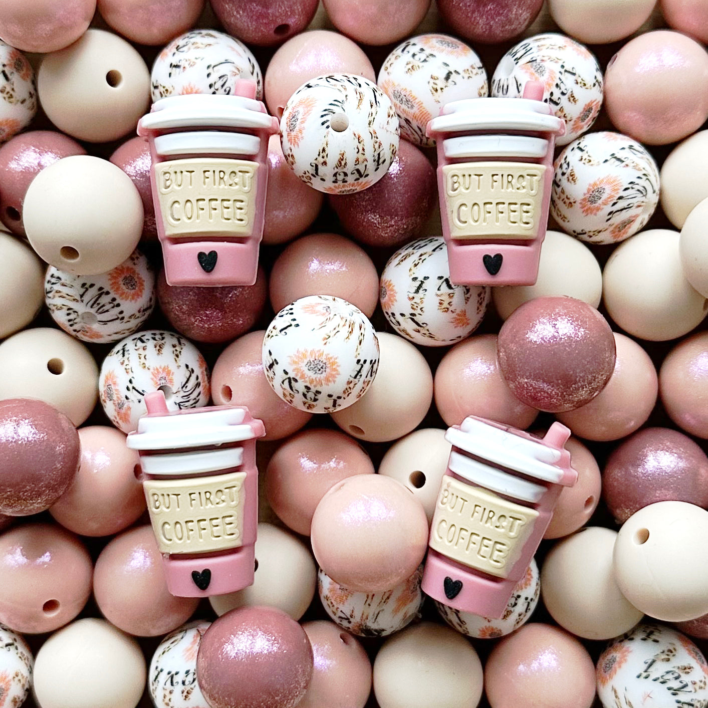 Assorted Loose Silicone Beads Coffee Focal Beads Mied Pack
