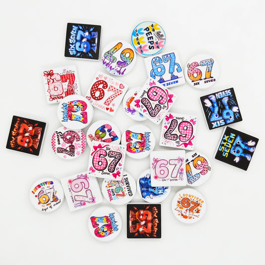 Assorted Print 67 Six Seven Birthday Square Round Focal