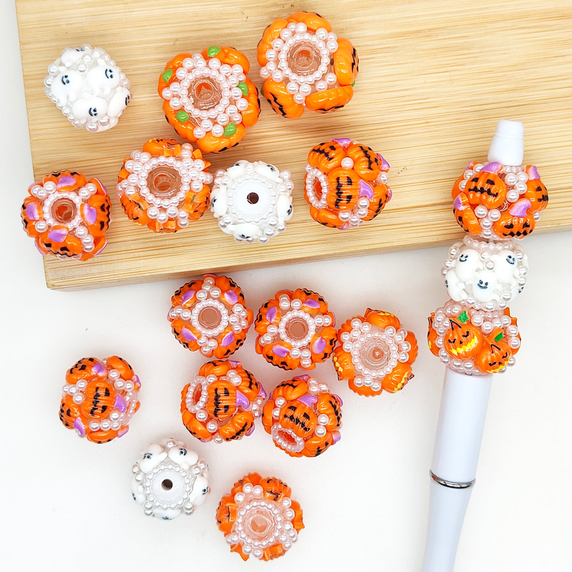 Assorted Pumpkin Pearl Ball,Acrylic Fancy Beads,for Charm Halloween