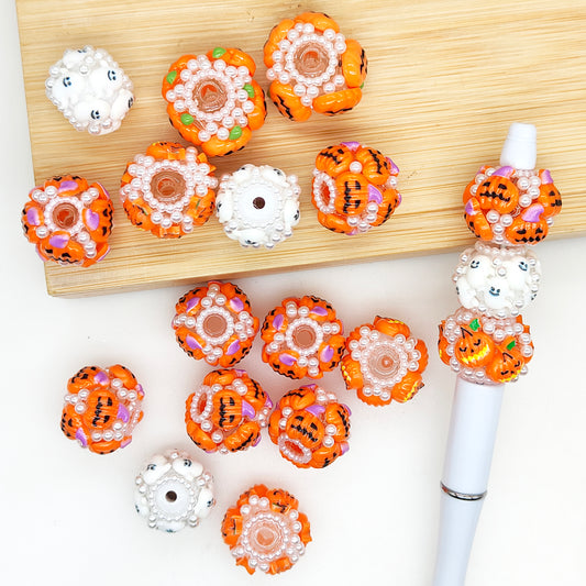 Assorted Pumpkin Pearl Ball,Acrylic Fancy Beads,for Charm Halloween