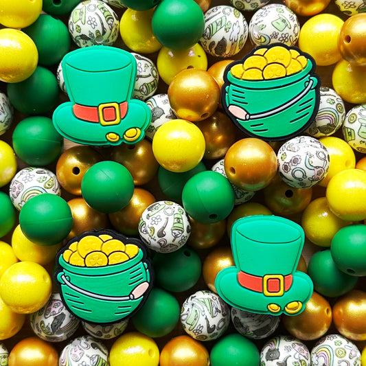 Assorted St Patricks Day Silicone Beads Pack,Mixed Beads Loose