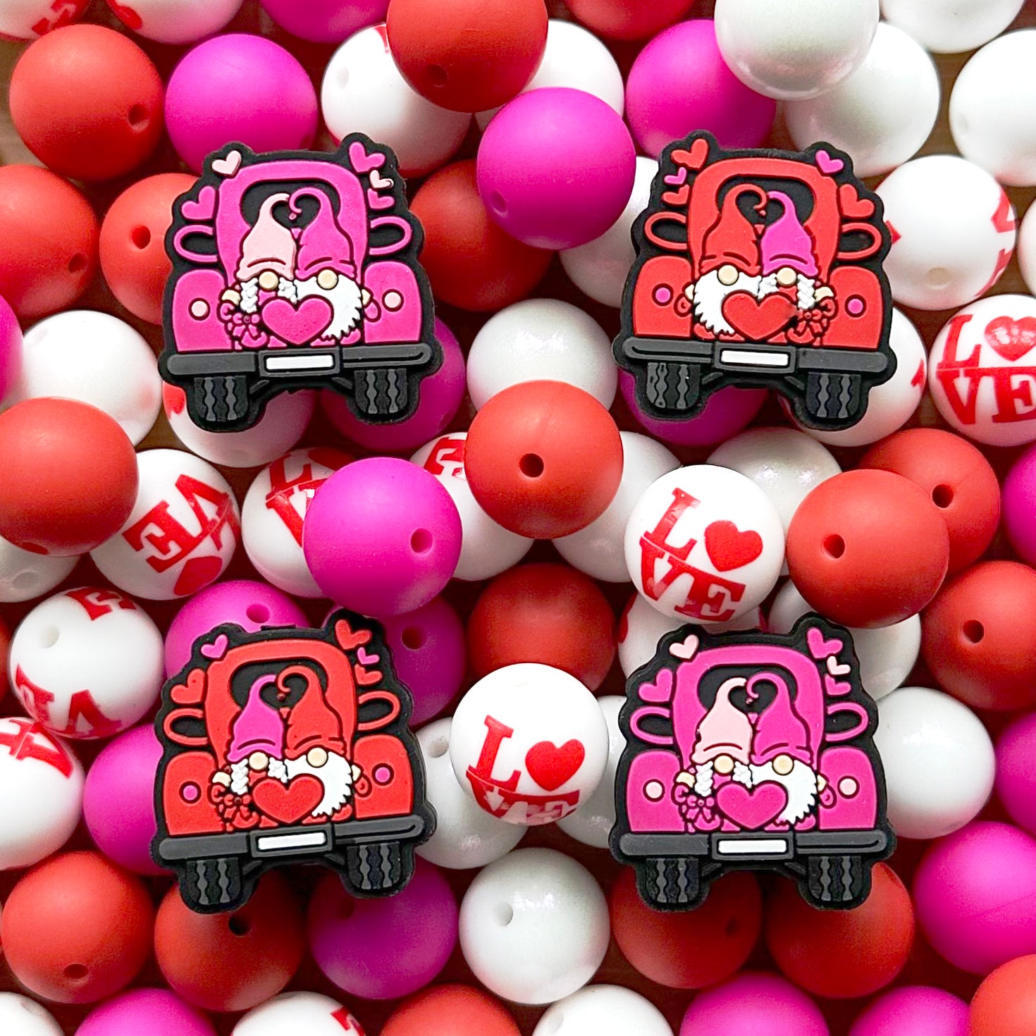 Assorted Valentines Day 24Pcs Beads,Silicone Beads for Pen