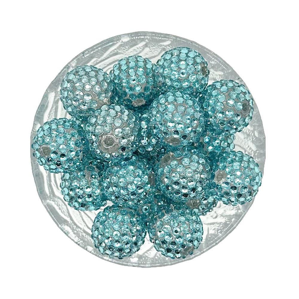 20mm Azure Blue Rhinestone Bubblegum Acrylic Beads
