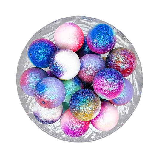20mm Gradient Glitter Chunky Bubblegum Acrylic Beads- Mix Color