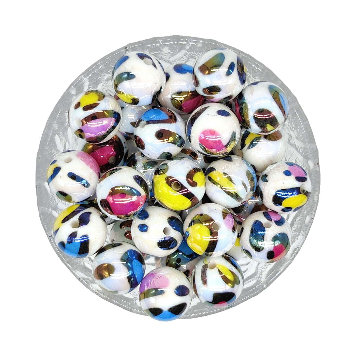 16/20mm Opal Colorful Leopard Chunky Bubblegum Acrylic Beads
