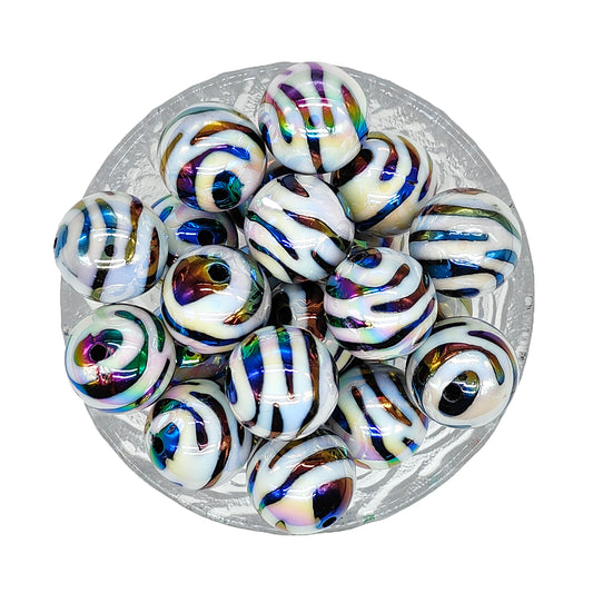 20mm Opal Zebra Chunky Bubblegum Acrylic Beads