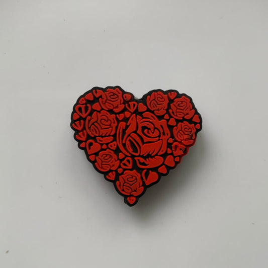 Rose Heart Silicone Focal Beads