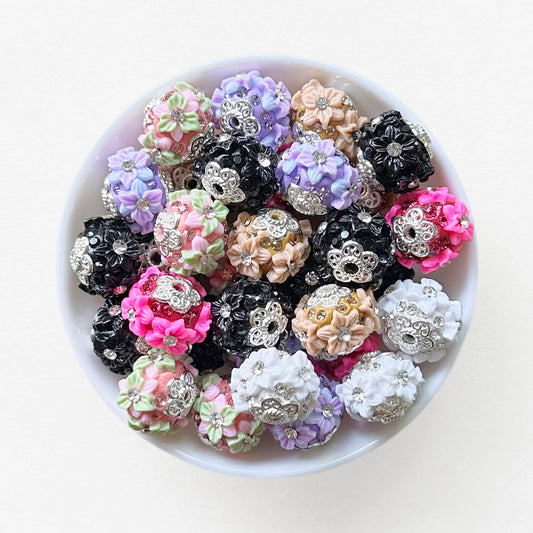 20mm Fancy Flower Rhinestone Focal Beads For Pen