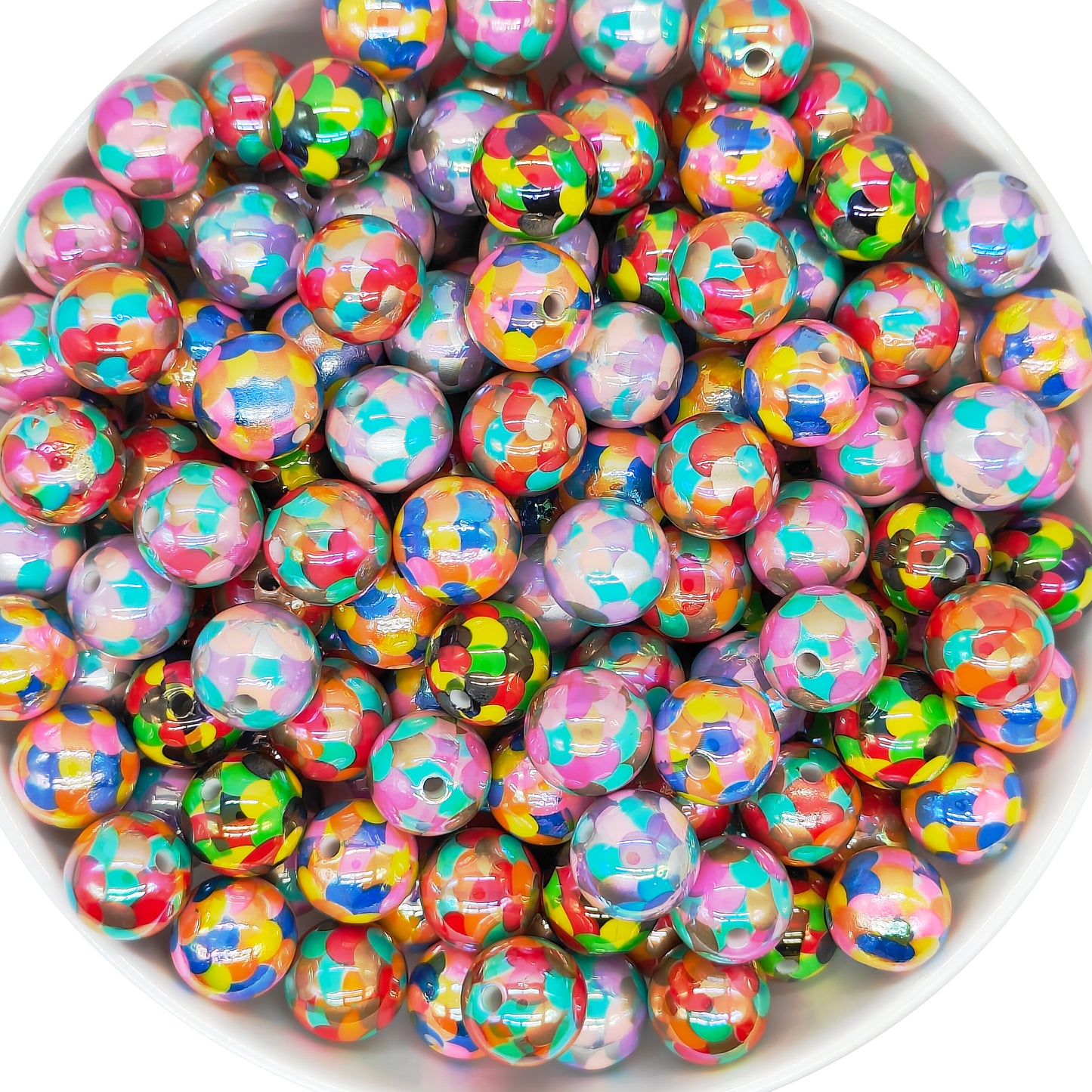Colorful Egg Print UV 16mm Acrylic Beads,Gumball Beads Mix