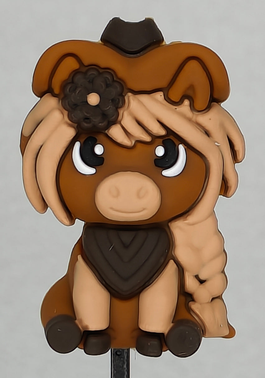 3D Highland Cow Girl Western Focal