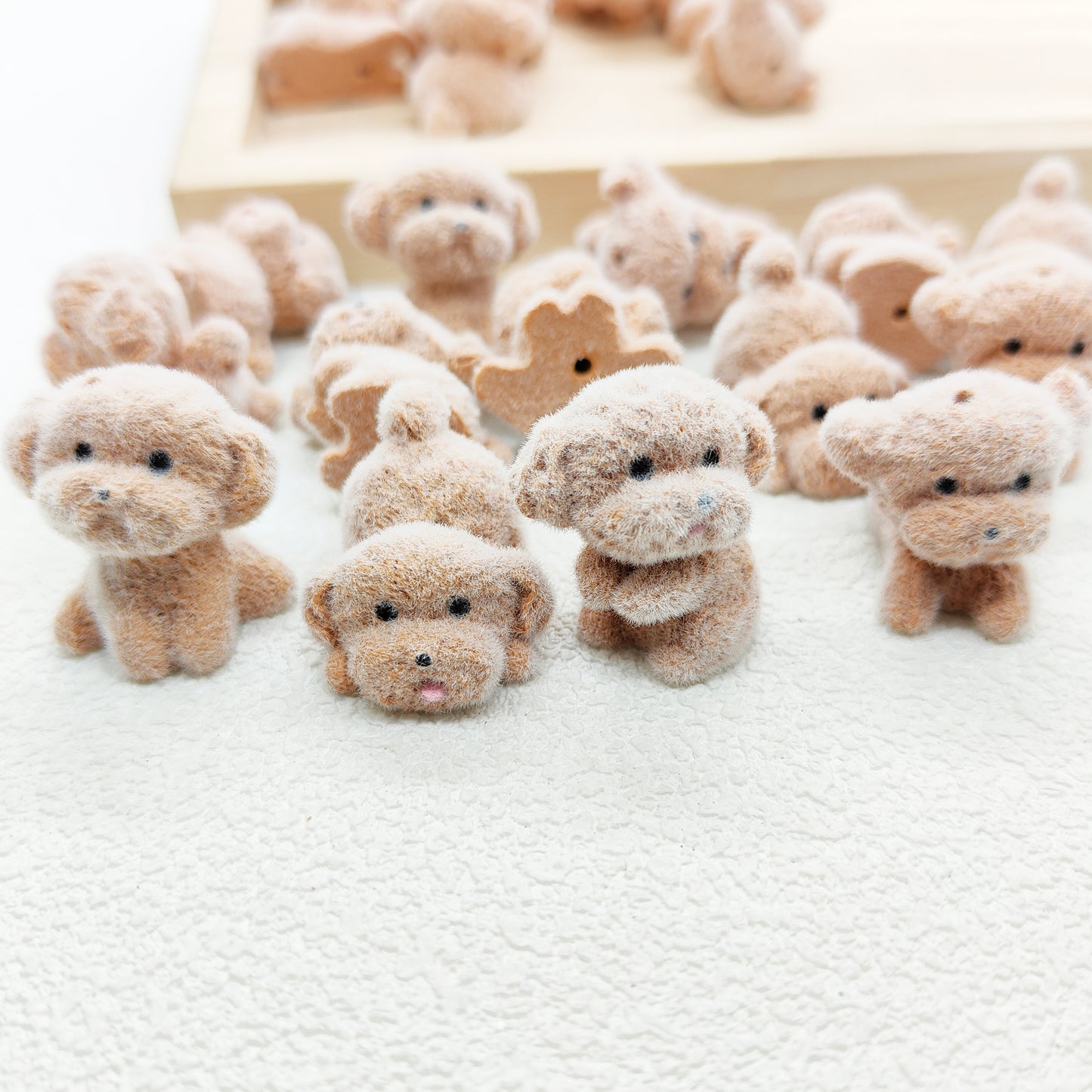 3D Dog Animal Flocked Shape Beads,Fuzzy Acrylic Focal Beads