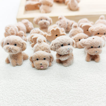 3D Dog Animal Flocked Shape Beads,Fuzzy Acrylic Focal Beads