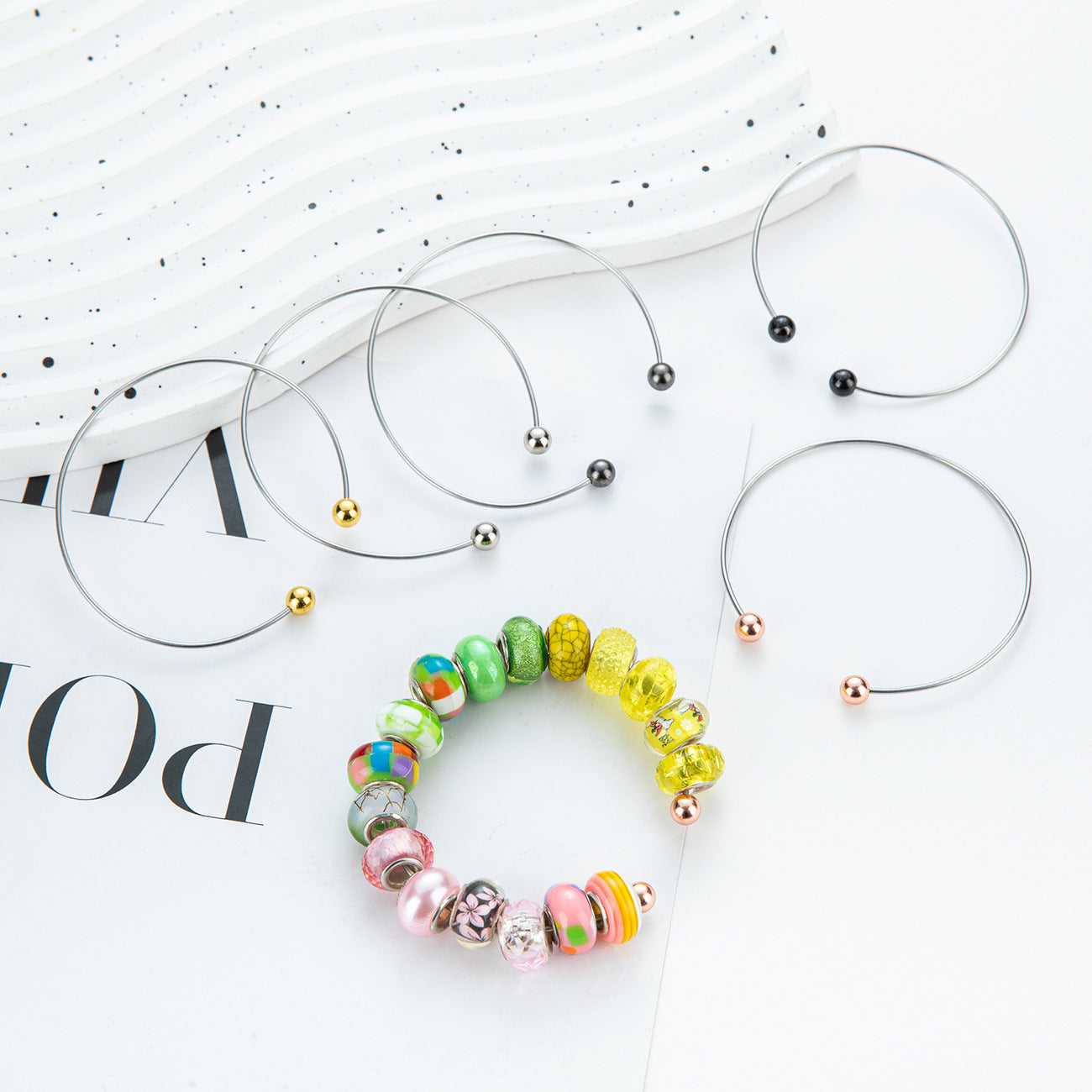 Beadable Bangle Bracelet Opening Screw End Ball Wire Blank DIY Jewelry