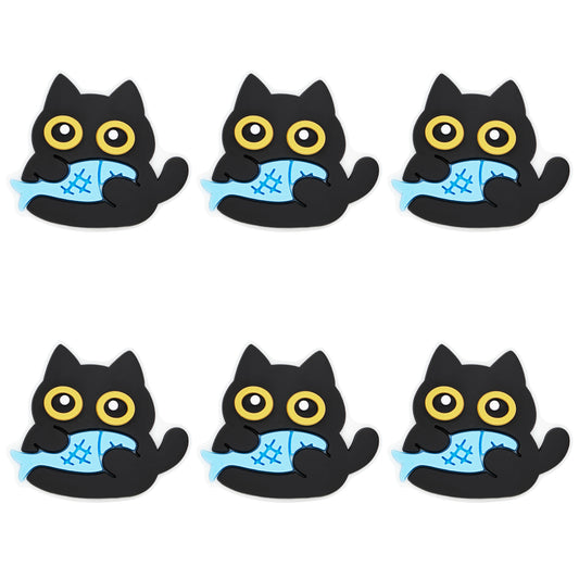 Black Cat with Fish Focal
