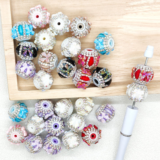 Bling Fancy Gem Rhinestone Bow Acrylic Beads