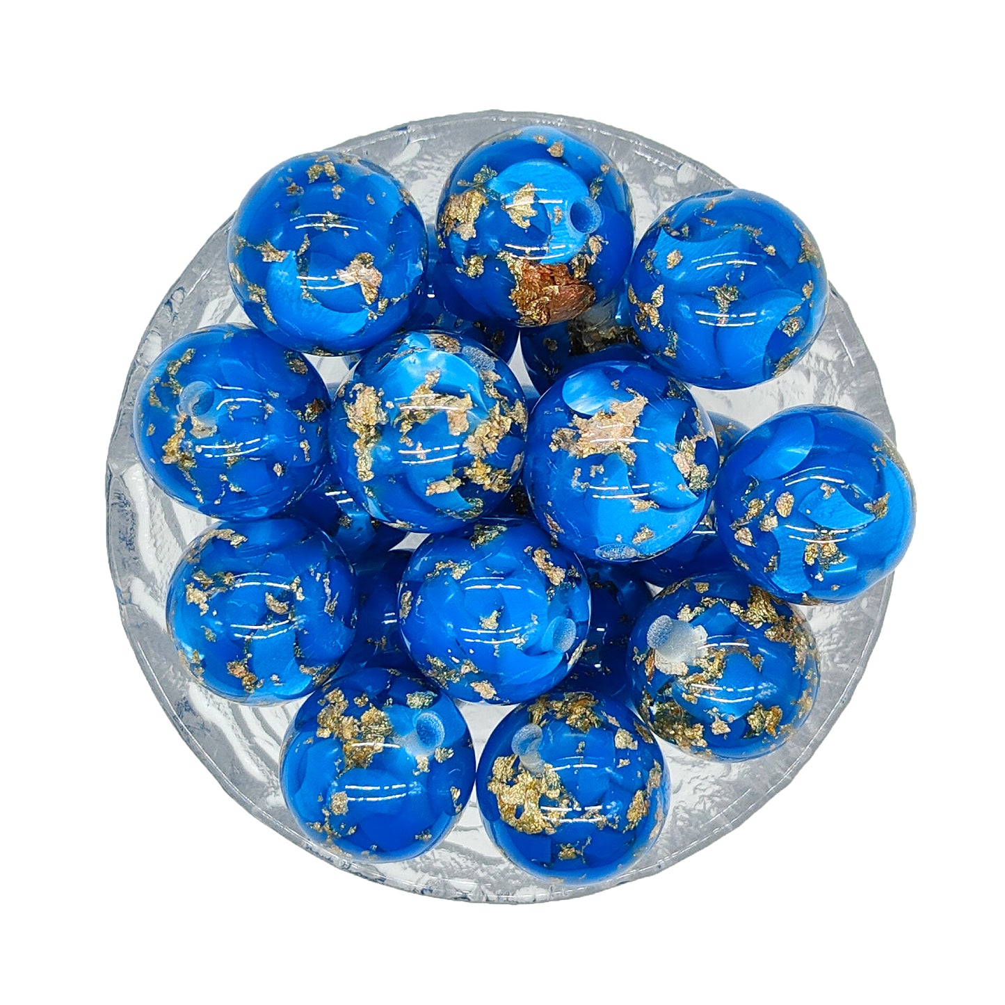 20mm Blue Flake Chunky Bubblegum Acrylic Beads