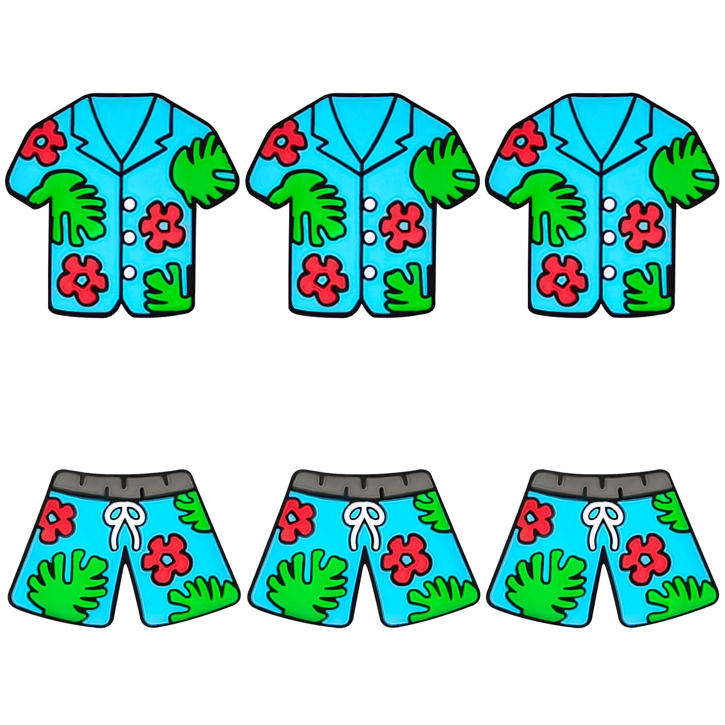 Blue Tropical Floral Hawaiian Shirt/Shorts Focal