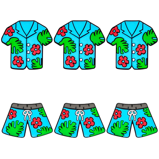 Blue Tropical Floral Hawaiian Shirt/Shorts Focal