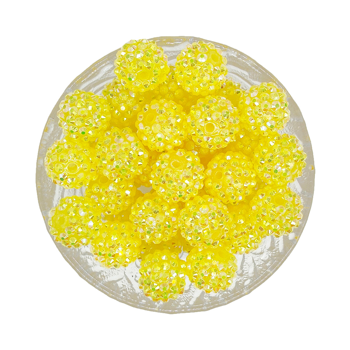 16mm Bright Yellow Rhinestone Acrylic Beads