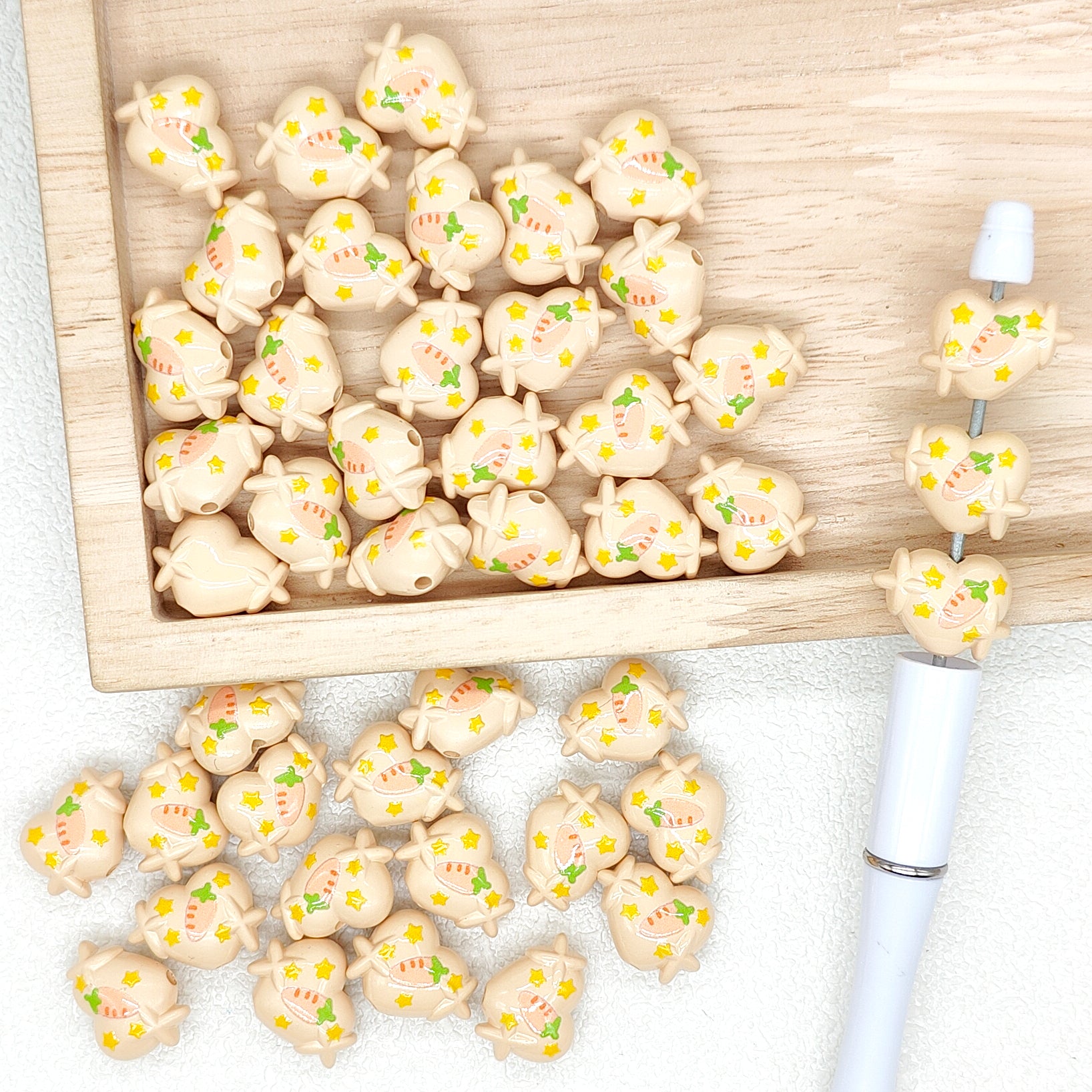 Bulk Carrot Heart Acrylic Loose Beads for DIY Craft