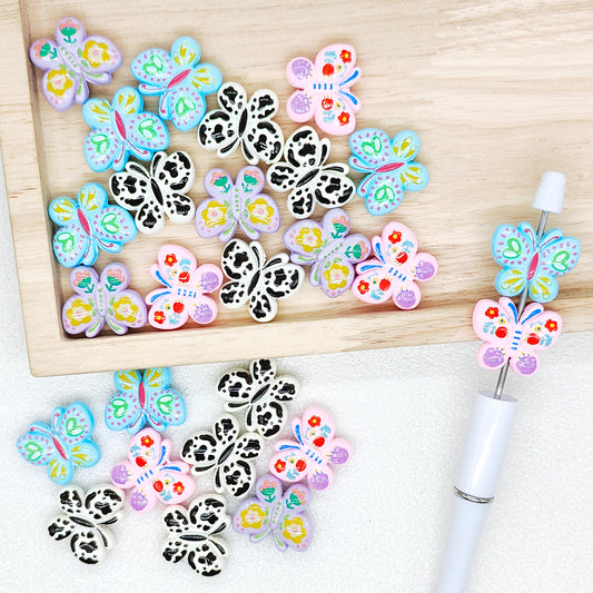 Butterfly Print Assorted Acrylic Beads Pen Keychain Making