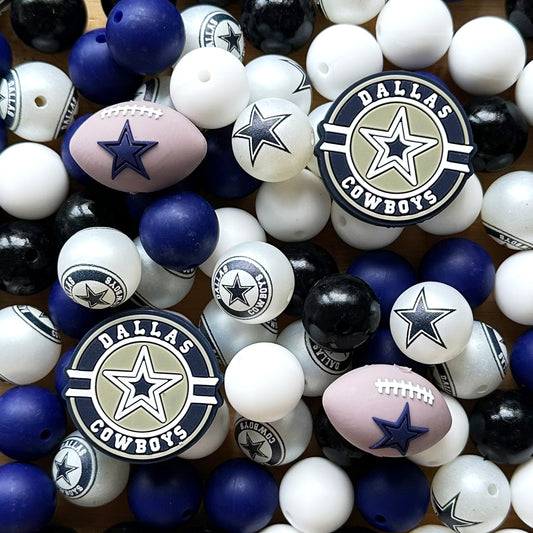 48Pcs Assorted Football Team Beads,Mixed Loose Beads
