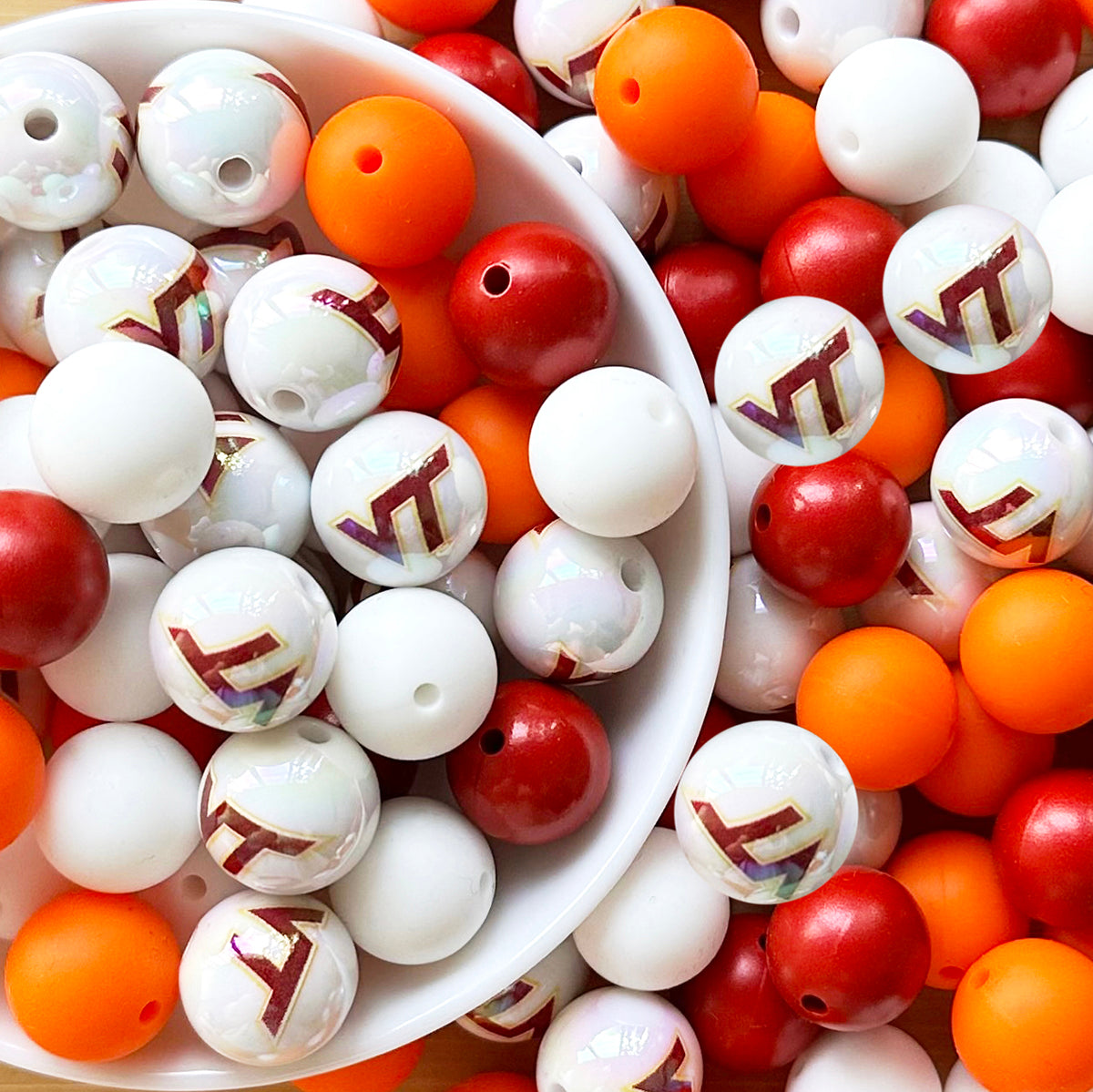 40Pcs College Football Team Assorted Bead,Keychain Beads