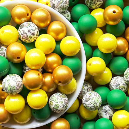 15mm Assorted St Patrick Silicone Beads Mix