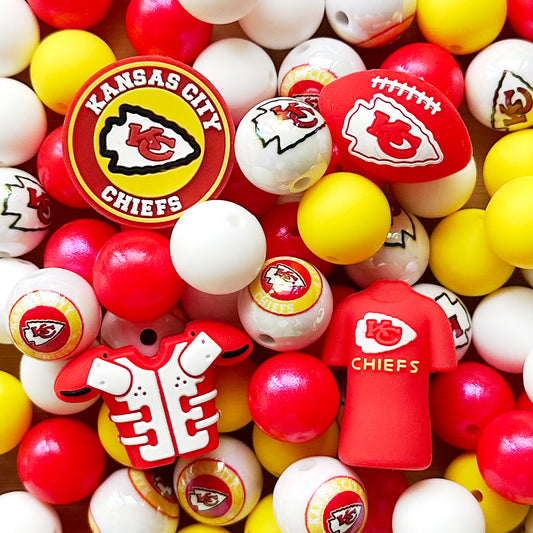 48Pcs Assorted Football Team Beads,Mixed Loose Beads