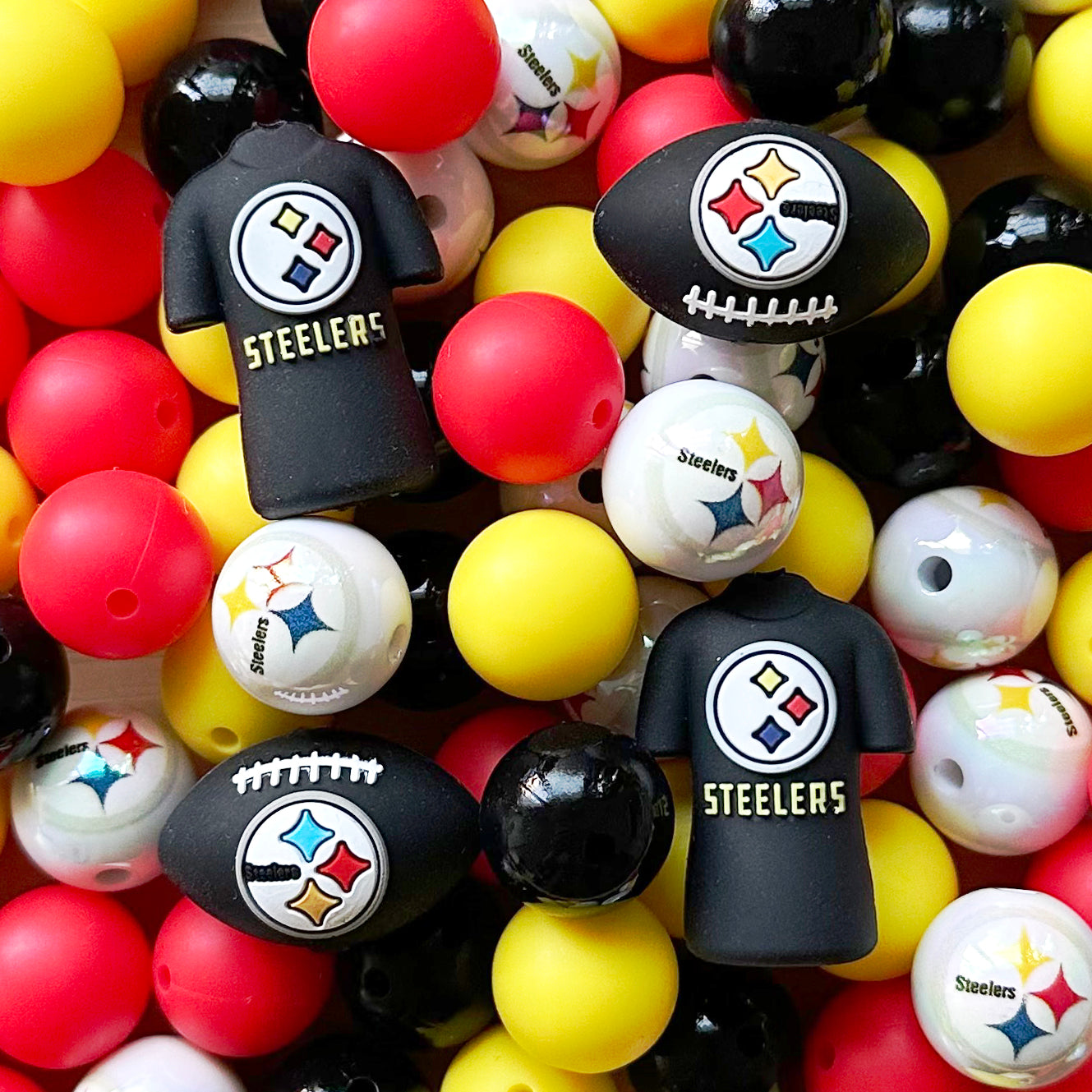 48Pcs Assorted Football Team Beads,Mixed Loose Beads