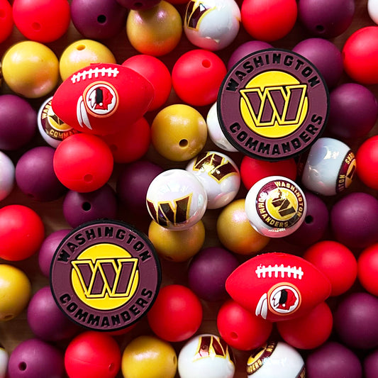 48Pcs Assorted Football Team Beads,Mixed Loose Beads