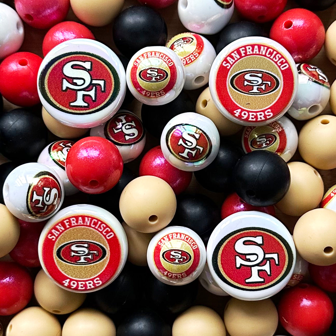 48Pcs Assorted Football Team Beads,Mixed Loose Beads
