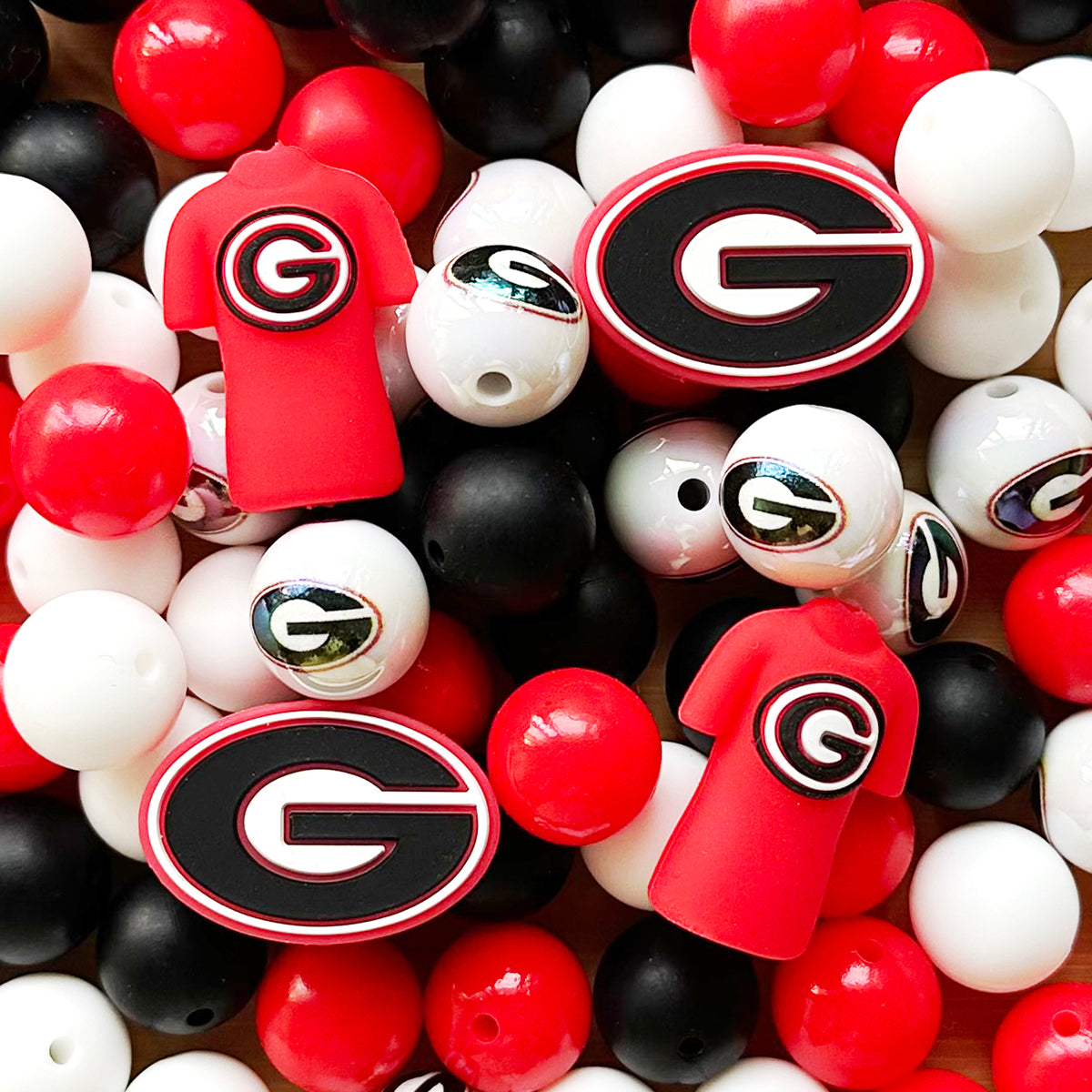 48Pcs Assorted College Football Team Beads,Mixed Loose Beads