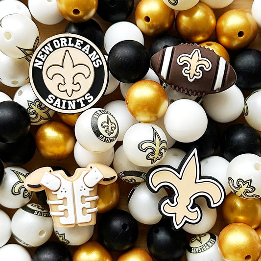 48Pcs Assorted Football Team Beads,Mixed Loose Beads