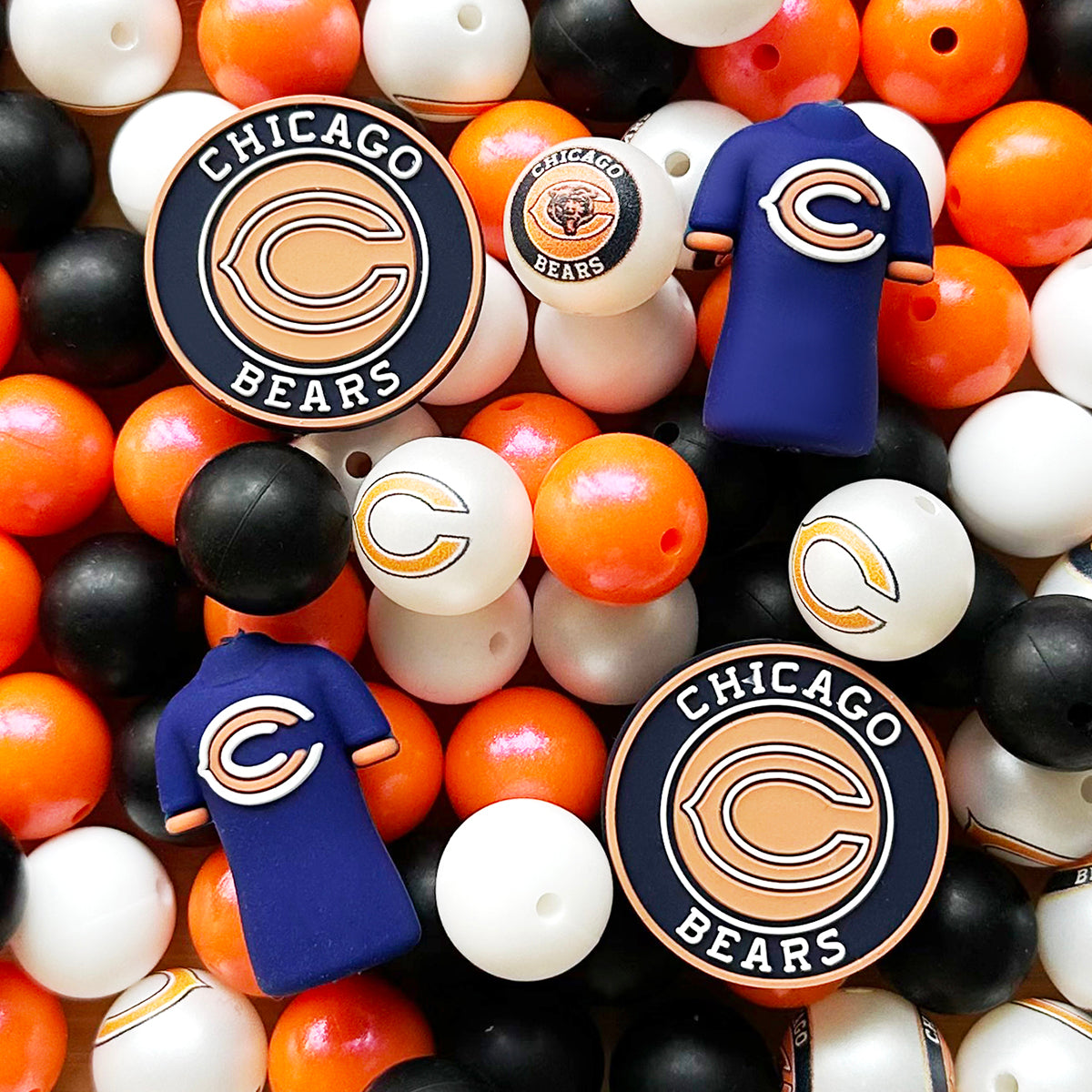 48Pcs Assorted Football Team Beads,Mixed Loose Beads